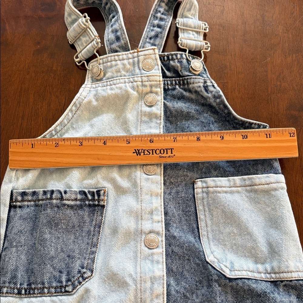 7 FOR ALL MANKIND girls two denim overalls dress size 4T blue neutral pockets - Picture 7 of 7